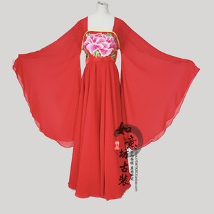 新款李玉刚古装反串演出舞蹈服 贵妃飞天长绸舞360度大裙摆刺绣服