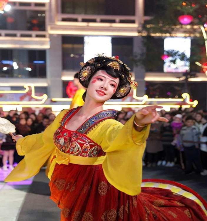 新款大唐不夜城不倒翁同款古装汉服中国风清新淡雅仙女舞台演出服