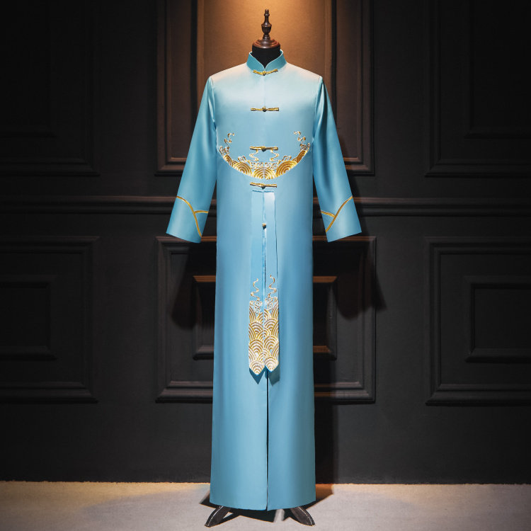 结婚礼服新郎秀禾服丝绒新郎接亲