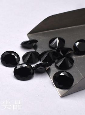 刻面蛋形黑尖晶石裸石 底天然黑尖晶宝石椭圆形蛋面戒面配石DIY