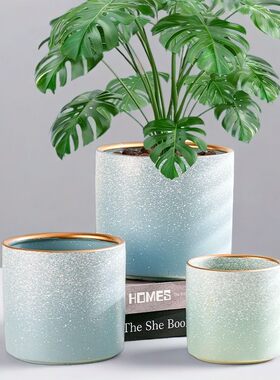 北欧风格陶瓷花盆大口径渐变盆栽家用发财树蝴蝶兰特大号特价清仓