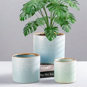 北欧风格陶瓷花盆大口径渐变盆栽家用发财树蝴蝶兰特大号特价清仓