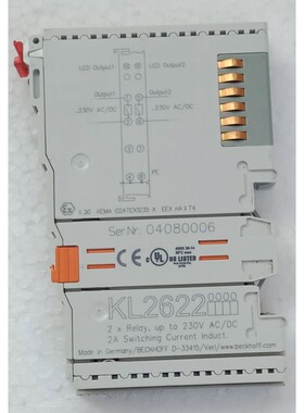 BECKHOFF KL2622 RELAY OUTPUT MODULE 2× RELAY UP TO 230V AC/
