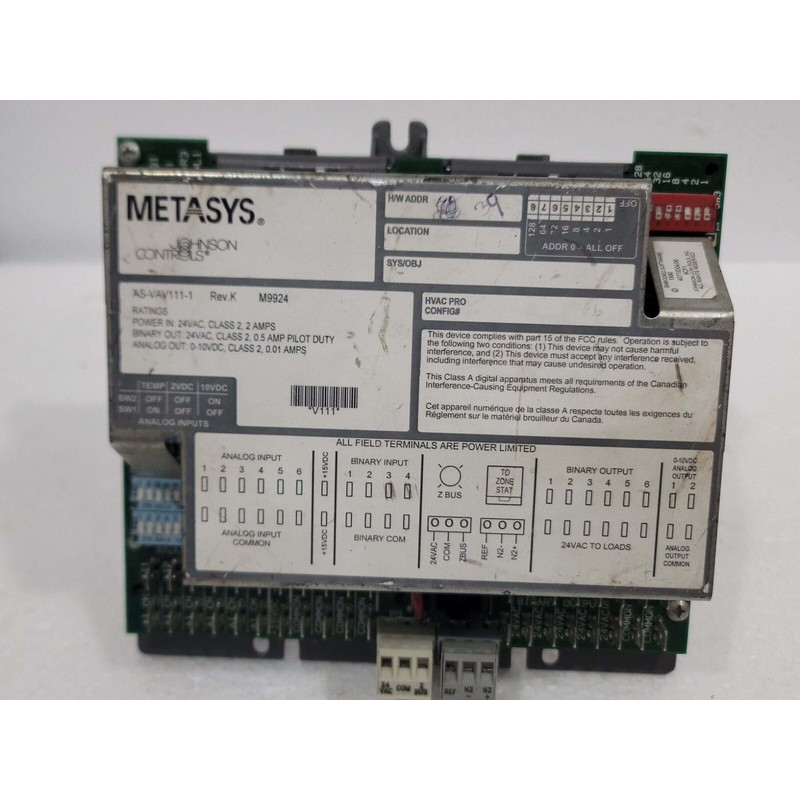 JOHNSON CONTROL AS-VAV111-1 REV.K M9924 可变气量控制器