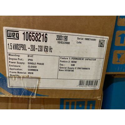 WEG W22 10658216 20031190 1.5kW 2P 90L 208-230V 50Hz Mountin