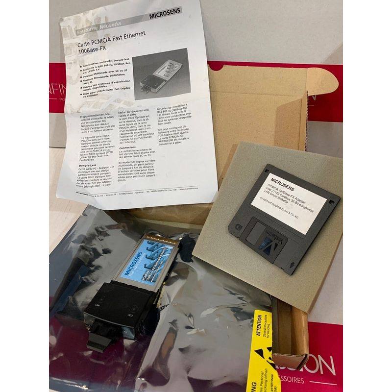 Microsens Ethernet PCMCIA Fiber Adapter Card 32-bit CardBus