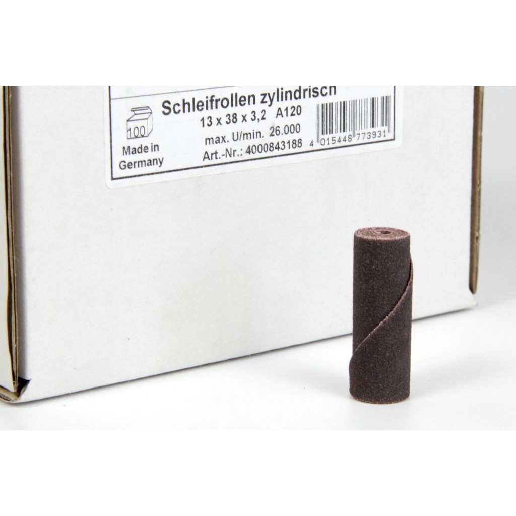 PROMAT 13x38x3,2 A120 100x Schleifrolle konisch Korund INOX