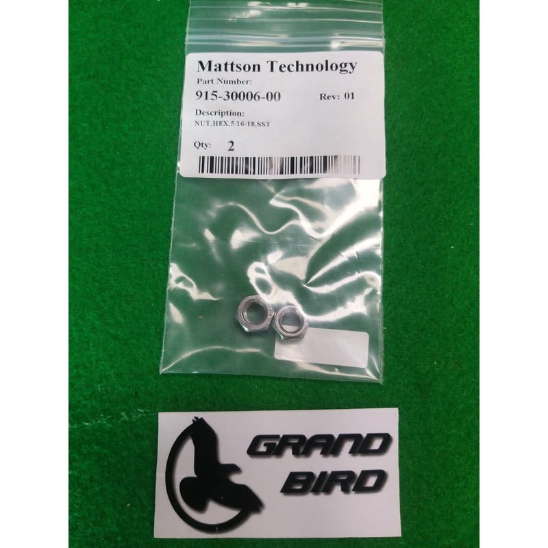 MATTSON 915-30006-00 NUT,HEX,5/16-18,SST 批量 2 件,全新