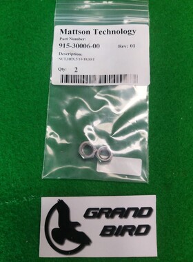 MATTSON 915-30006-00 NUT,HEX,5/16-18,SST 批量 2 件,全新