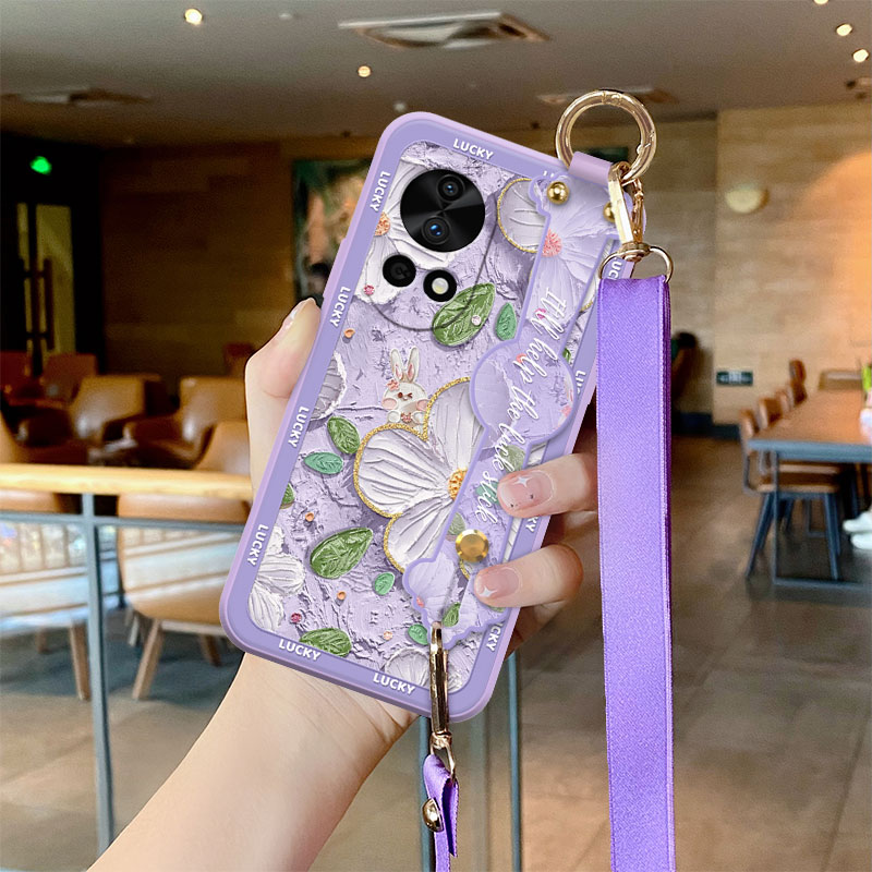 白花兔适用于华为nova12手机壳nova12pro新款春夏nova11腕带支架nova10/9/8/7/6/5/4网红爆款全包防摔斜挎