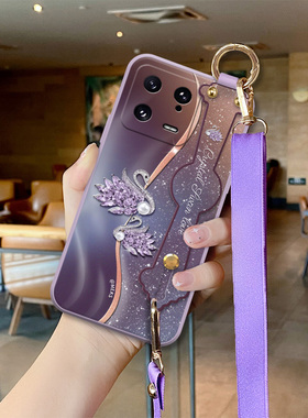 适用于小米13手机壳新年款鎏金紫天鹅13pro女款高级感小米17promax新款带挂绳11高端全包小米10斜挎绳外壳