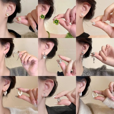 小香风耳饰珍珠蝴蝶结耳钉轻奢感耳环2026爆款气质网红耳坠女