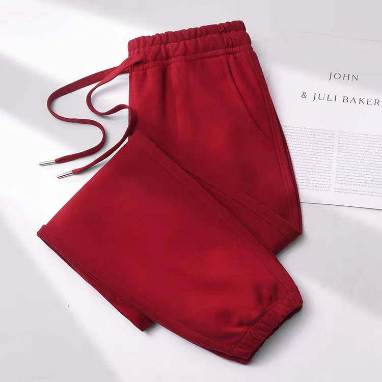 LuxeRose运动裤女秋冬款2026新款大码束脚卫裤纯棉休闲加绒束脚裤