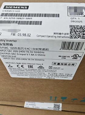 6SL3210-5BB21-5BV1 工业变频器 1.5kW带滤波 V20议价维修