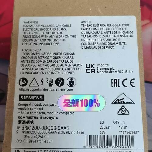 3RK1200-0DQ00-0AA3 工业控制模块 AS-i紧凑型议价维修