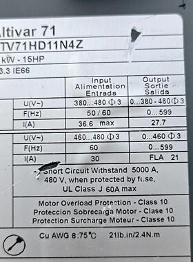 ATV71HD11N4Z 变频器 11kW三相工控调速装置议价维修