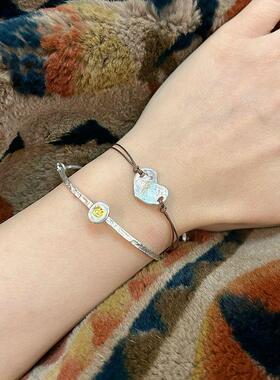 Y.xin原创设计纯手工24k真金纯银爱心立体纹理感手绳平安幸运手链