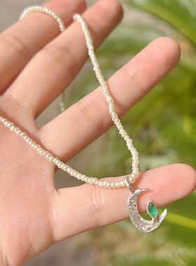 Yu.Xin原创设计复古米粒珍珠纯银手工项链锁骨链女吊坠颈链配饰