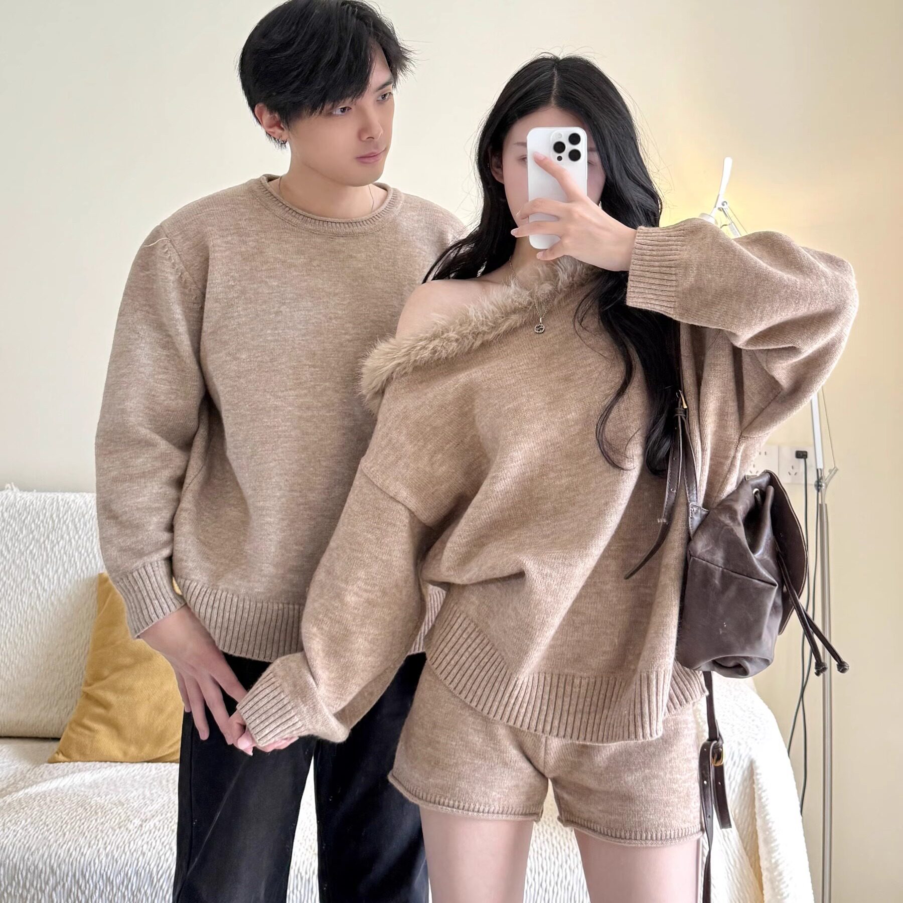 情侣装秋冬2025新款ins超火毛衣男女韩版宽松法式针织衫外套潮牌,女装/女士精品,毛衣,淘宝优惠券,粉丝福利购,淘宝优惠卷