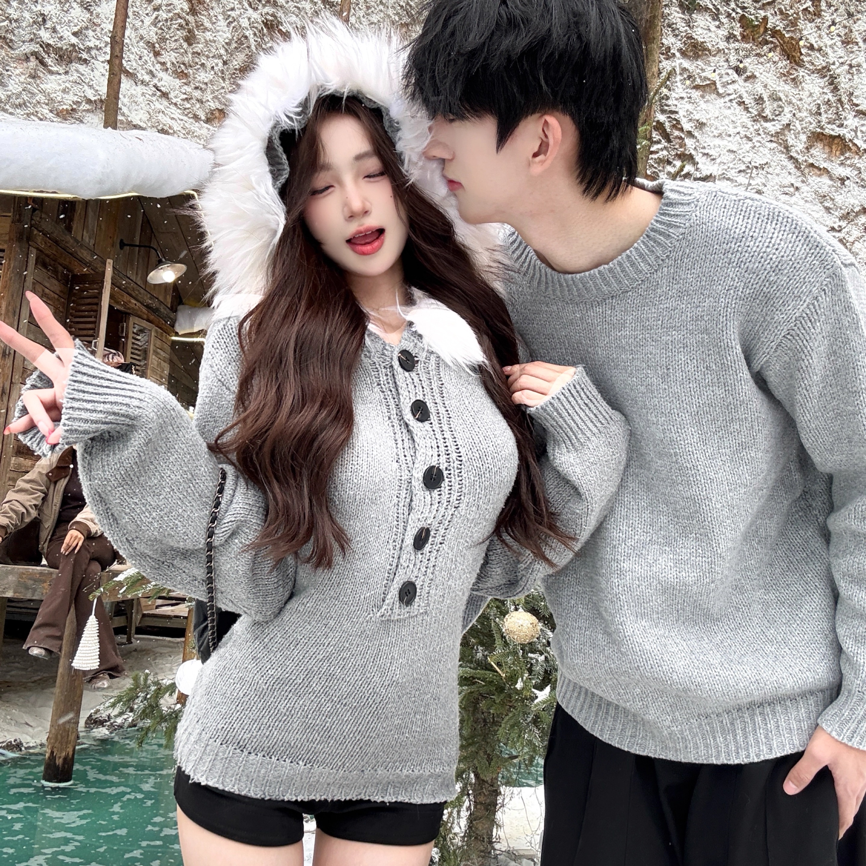 情侣装超火毛衣韩版宽松法式