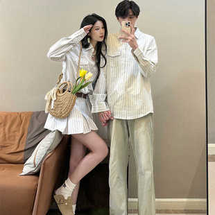 小众设计感春秋季 女连衣裙法式 2024韩版 衬衫 一裙一衣潮 长袖 情侣装
