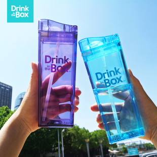 box加拿大夏天果汁方形吸管杯耐摔便携儿童创意水杯 the Drink