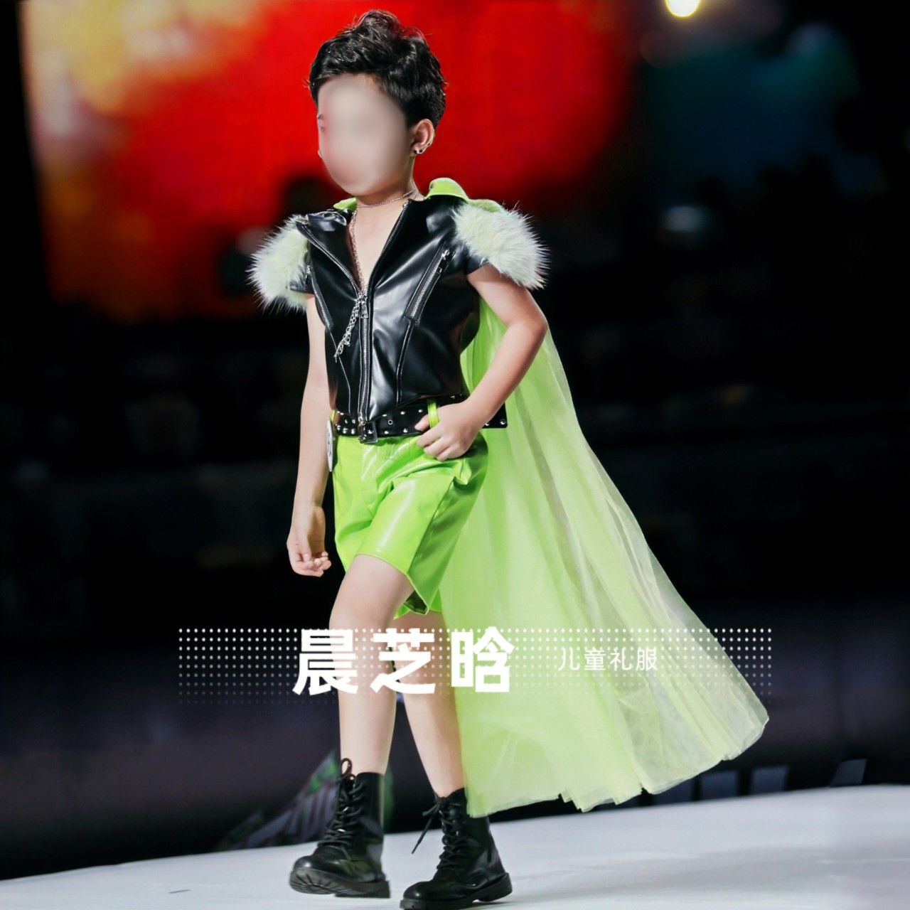 出租男童绿黑色绿野仙踪复古港风PK赛服模特走秀礼服运动芭蕾潮服