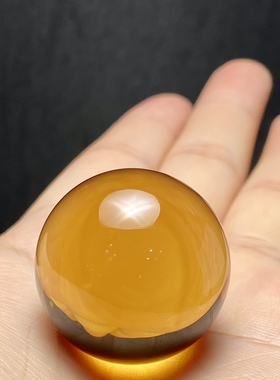 天然黄水晶大单珠28毫米巴西老矿原石挂件小球摆件全净体无瑕疵