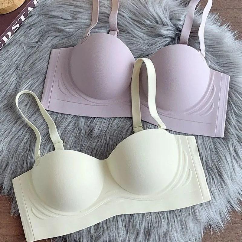无痕内衣女小胸聚拢显大胸罩无钢圈上托防下垂收副乳无肩带文胸罩
