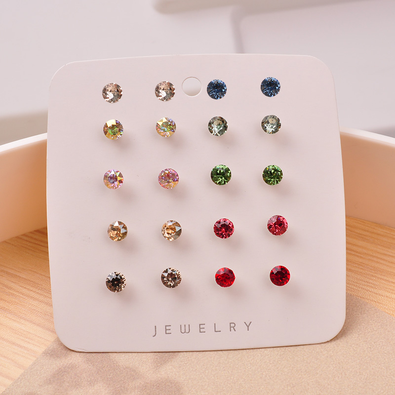 塑料树脂超闪彩色水钻删钻耳钉耳环耳饰套装2024年新款爆款养耳洞
