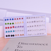 树脂水钻耳钉耳饰女塑料耳环新款 2025过敏爆款 胶针带钻防养耳洞