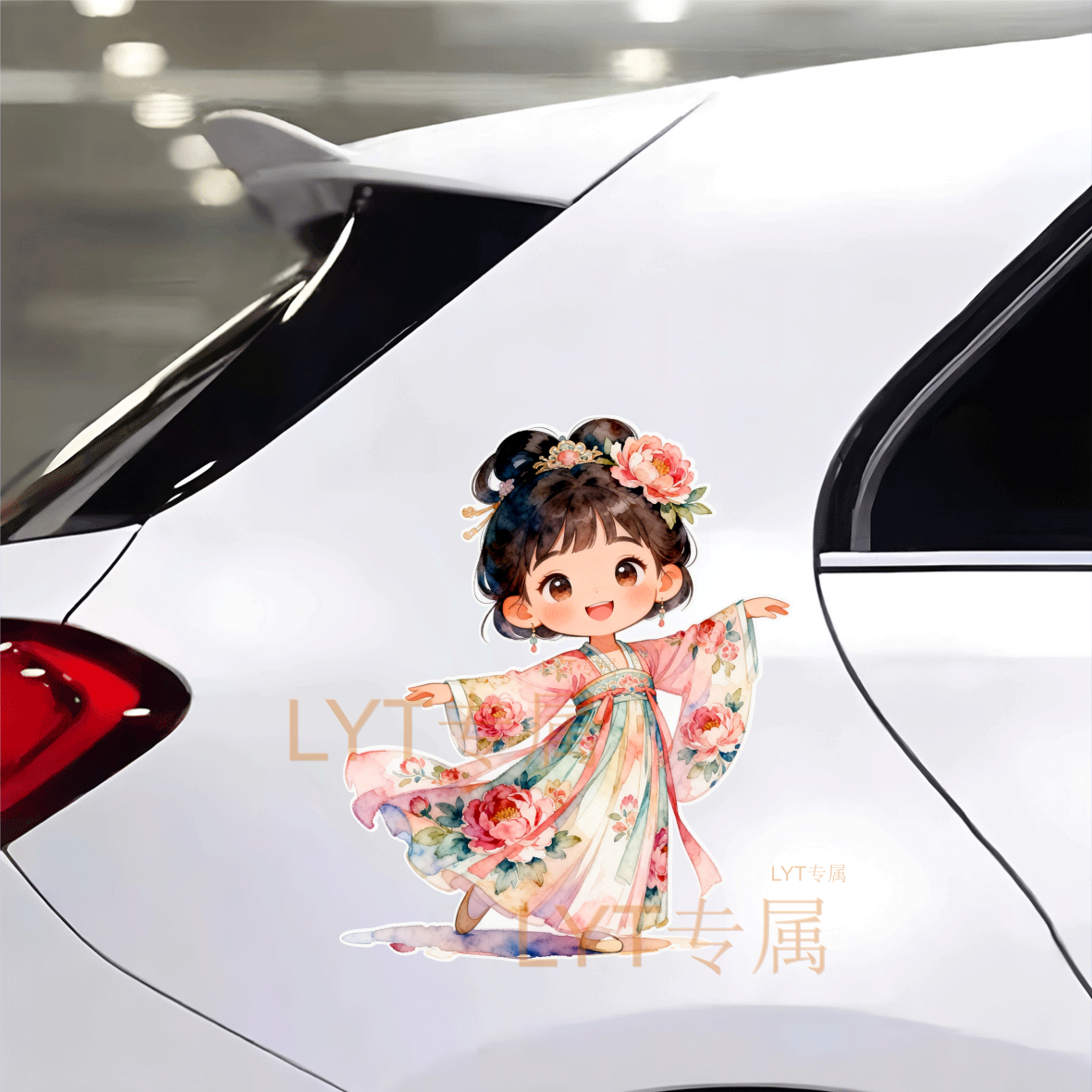 卡通可爱小女孩汽车贴纸遮划痕