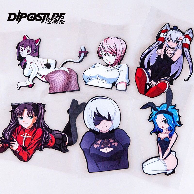 二次元动漫少女拉杆箱贴纸汽车车窗贴防水防晒电动摩托创意车贴画