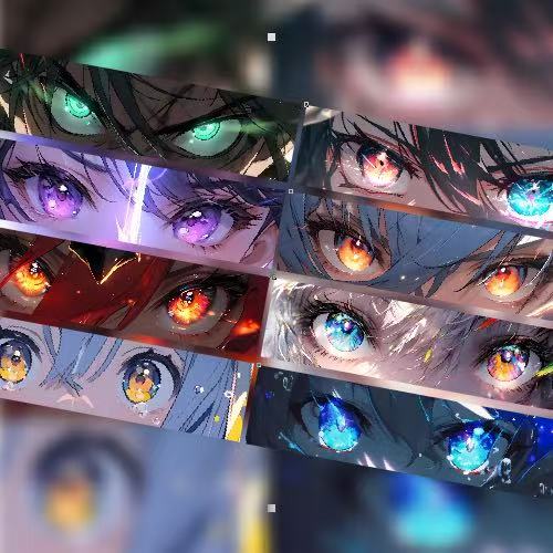 二次元动漫眼神长条划痕遮挡贴纸