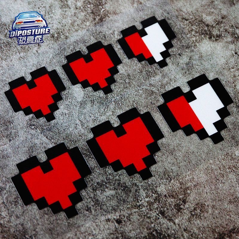 汽车贴纸复古单机游戏像素爱心防水车窗贴电动车摩托车头盔装饰贴