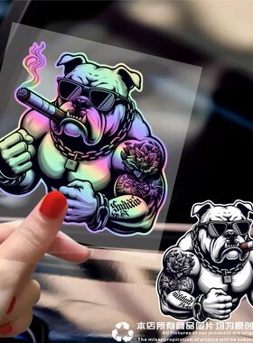 肌肉斗牛犬个性装饰汽车划痕遮挡