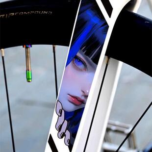 公路自行车前叉装饰防水贴纸山地车改装个性创意二次元动漫眼神贴