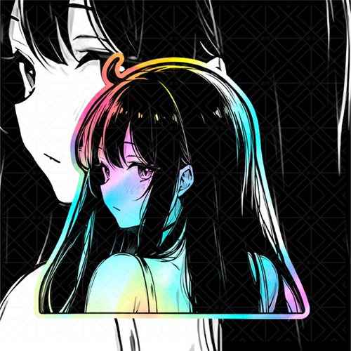 JDM动漫少女炫彩镭射反光贴纸