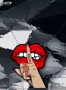 汽车贴纸创意个性红唇手势闭嘴shut the F up 电动车摩托车装饰贴