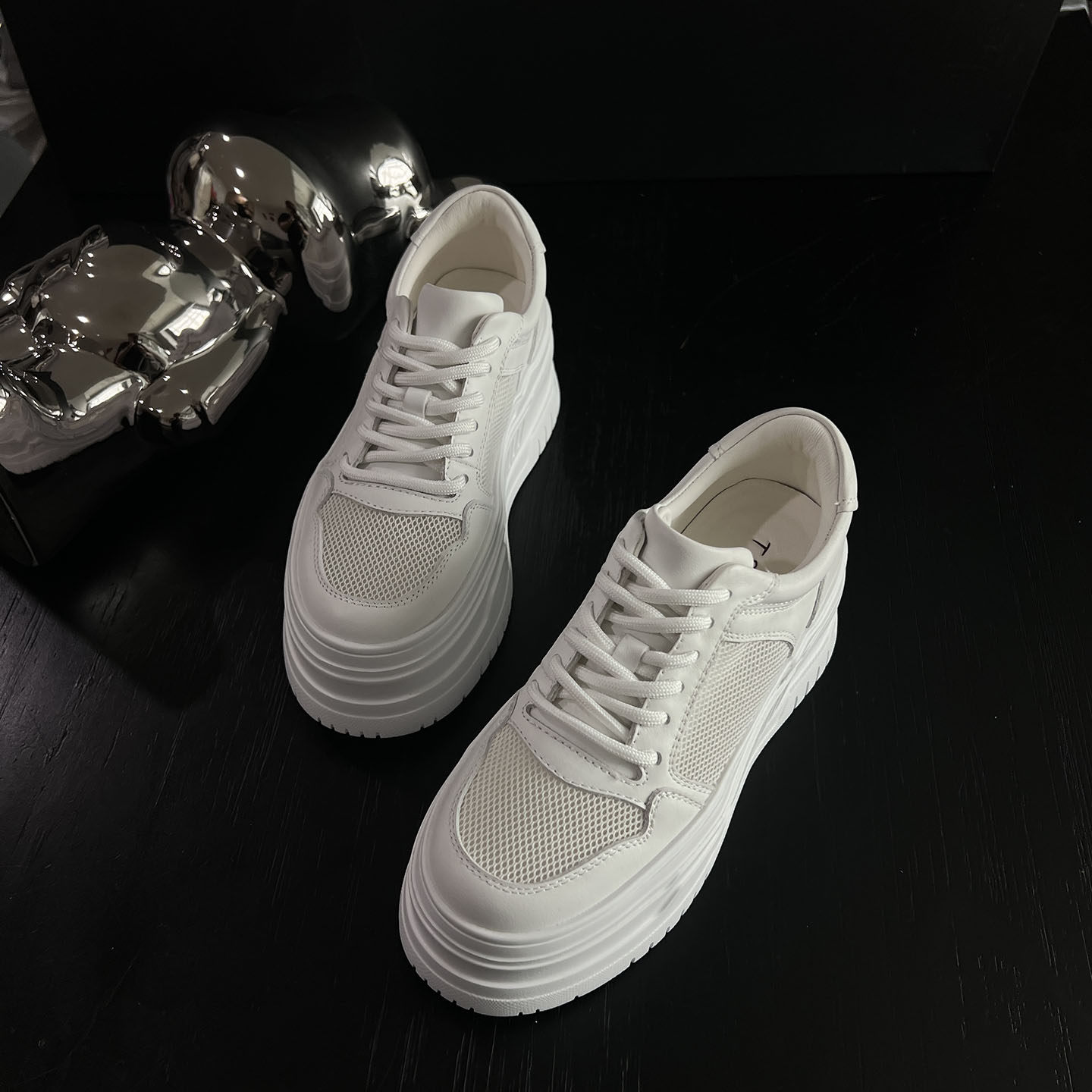 T31网面透气厚底小白鞋女夏增高 8cm 松糕鞋百搭休闲板鞋