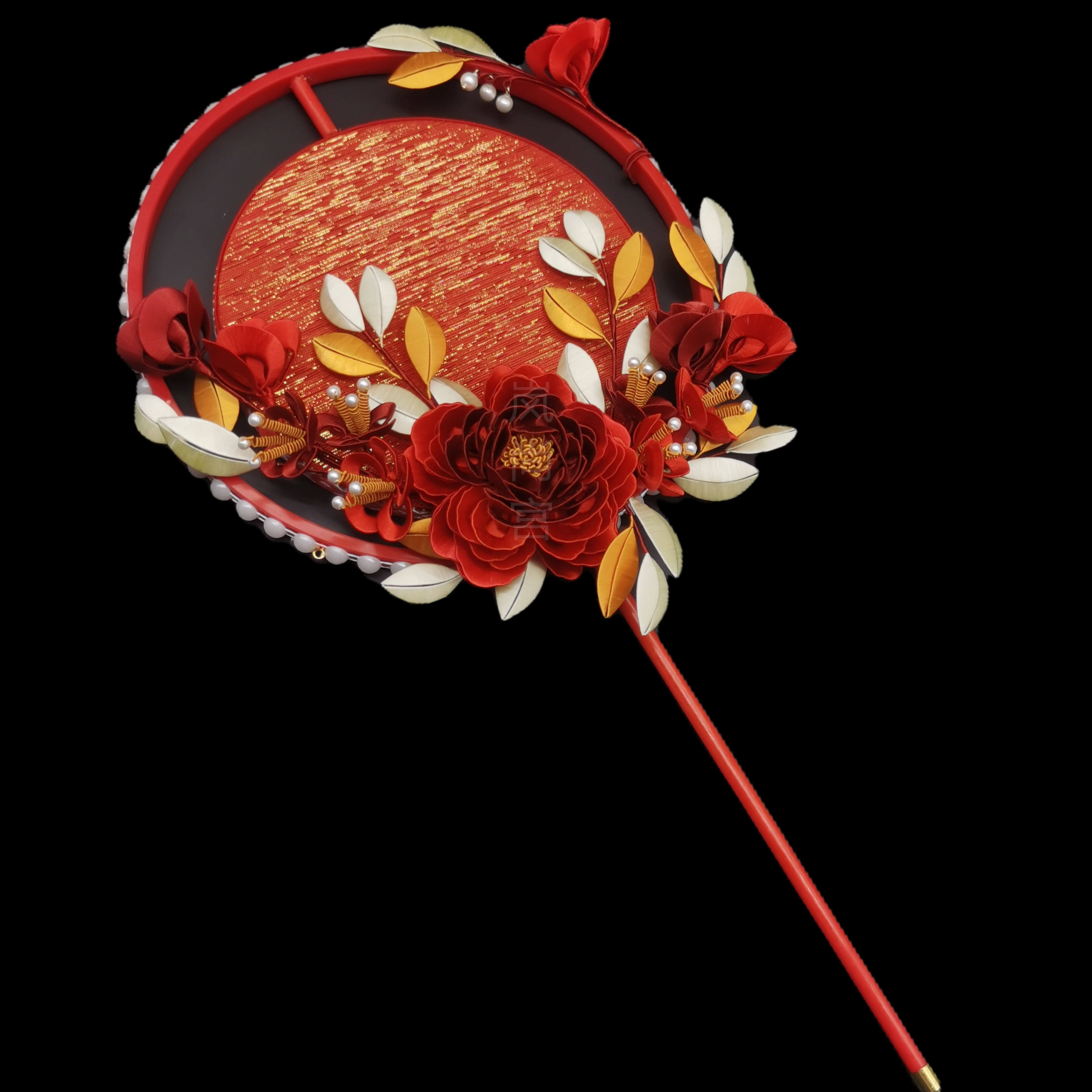 岚尚宫|春仔缠花婚嫁牡丹团扇用材料包发簪汉服发饰丝绒线卡纸