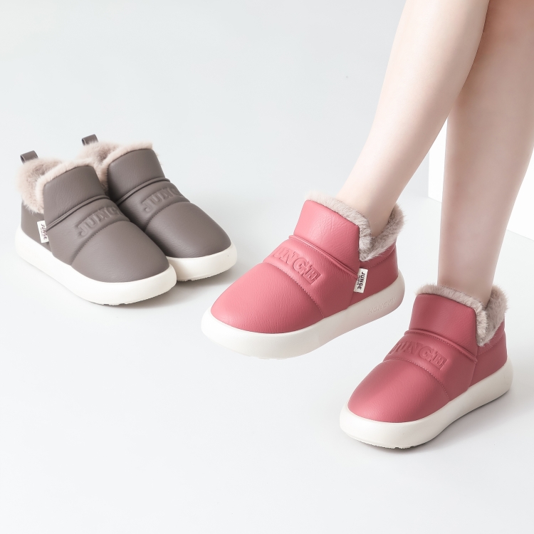 俊鸽包跟棉鞋女冬季防水亲子棉鞋2025新款外穿皮面情侣棉拖鞋男鞋