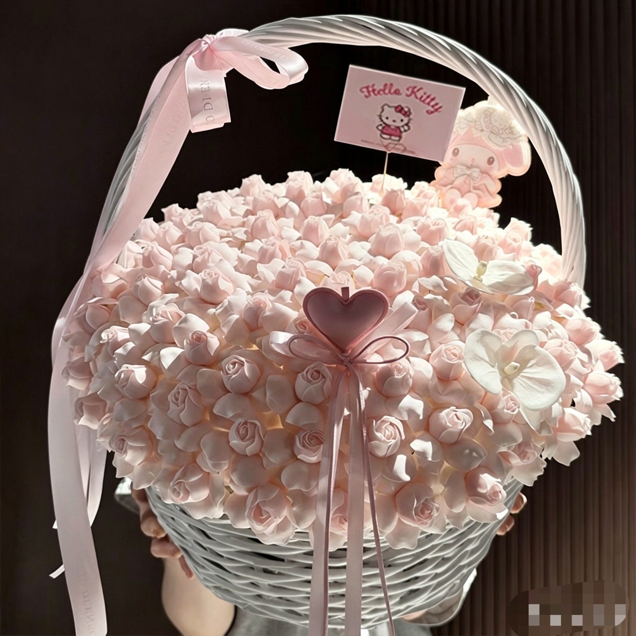 仙子之吻手提花篮玫瑰花成品永生花束送女友闺蜜生日圣诞情人礼物