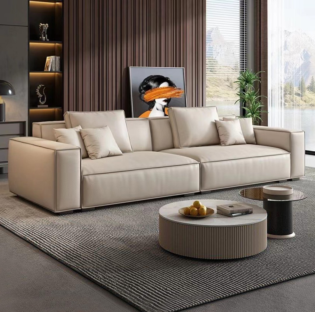 豆腐块沙发真皮头层牛皮意式极简现代简约客厅直排新款小户型沙发