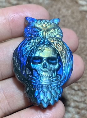 拉长石吊坠骷髅头英明神武