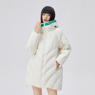 羽绒服女冬爆款 艾莱依新款 连帽撞色设计感茧形外套潮 直播专享