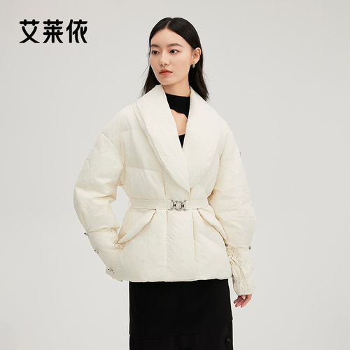 艾莱依收腰羽绒服女鹅绒外套