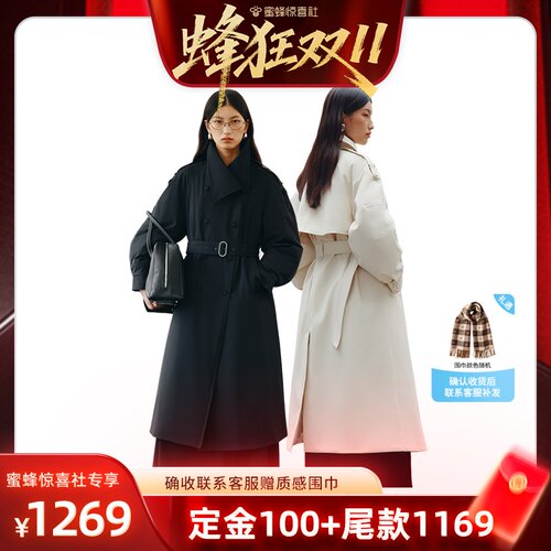 艾莱依风衣鹅绒服女轻奢商务