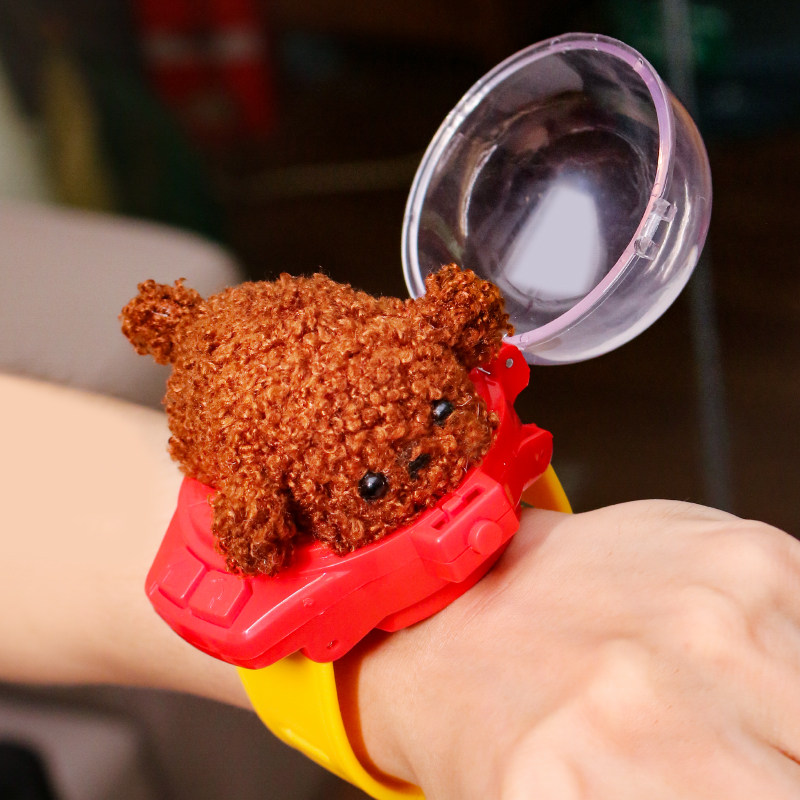 2024年新款毛绒泰迪贵宾犬遥控汽车儿童手表玩具可爱动物电动会跑