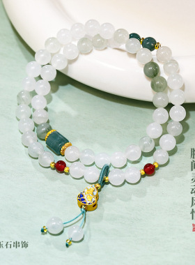 新中式多层叠戴古风白水晶手链女银杏葫芦吊坠手饰2025年新款手串